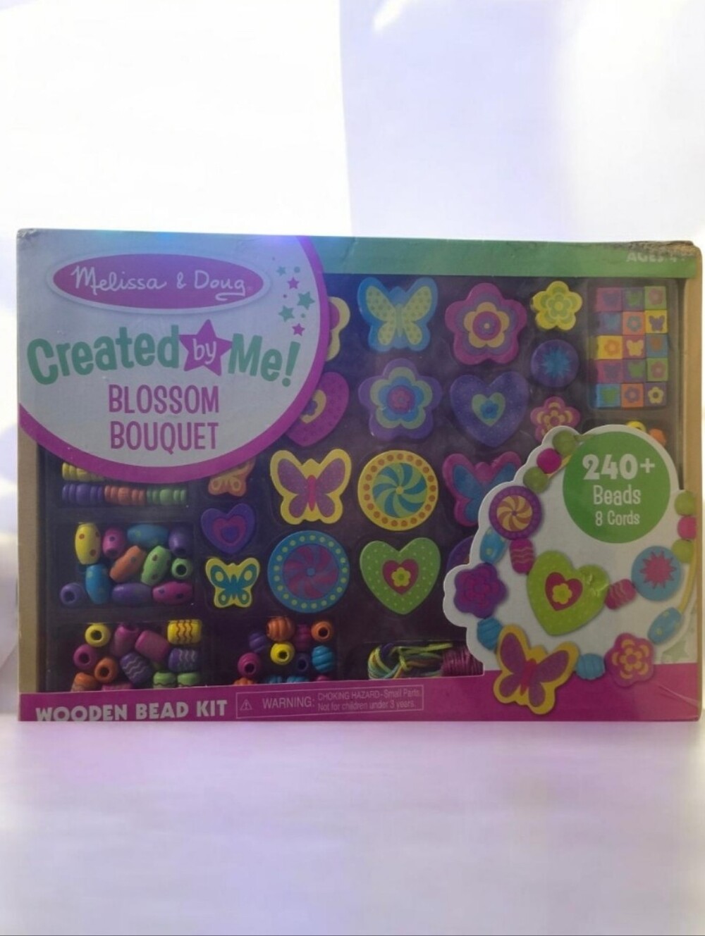 Melissa & Doug Blossom Bouquet Wooden Bead Kit - Pink Purple Green Blue Yellow